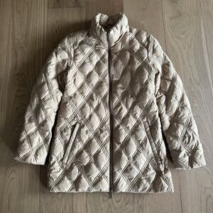 Vintage Moncler Puffer Jacket Womens Sz 2 M Down Diamond Quilted Beige Afnor 90s